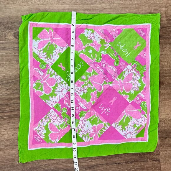 Lilly Pulitzer Breast Cancer Awareness Scarf/ Bandana  - Ford  Bundle 21" - Picture 11 of 12